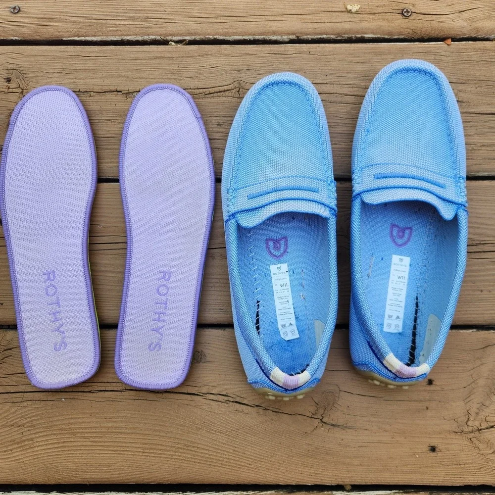 Rothy's Daily Driver Blue Canvas Washable Loafers Size 11 Excellent